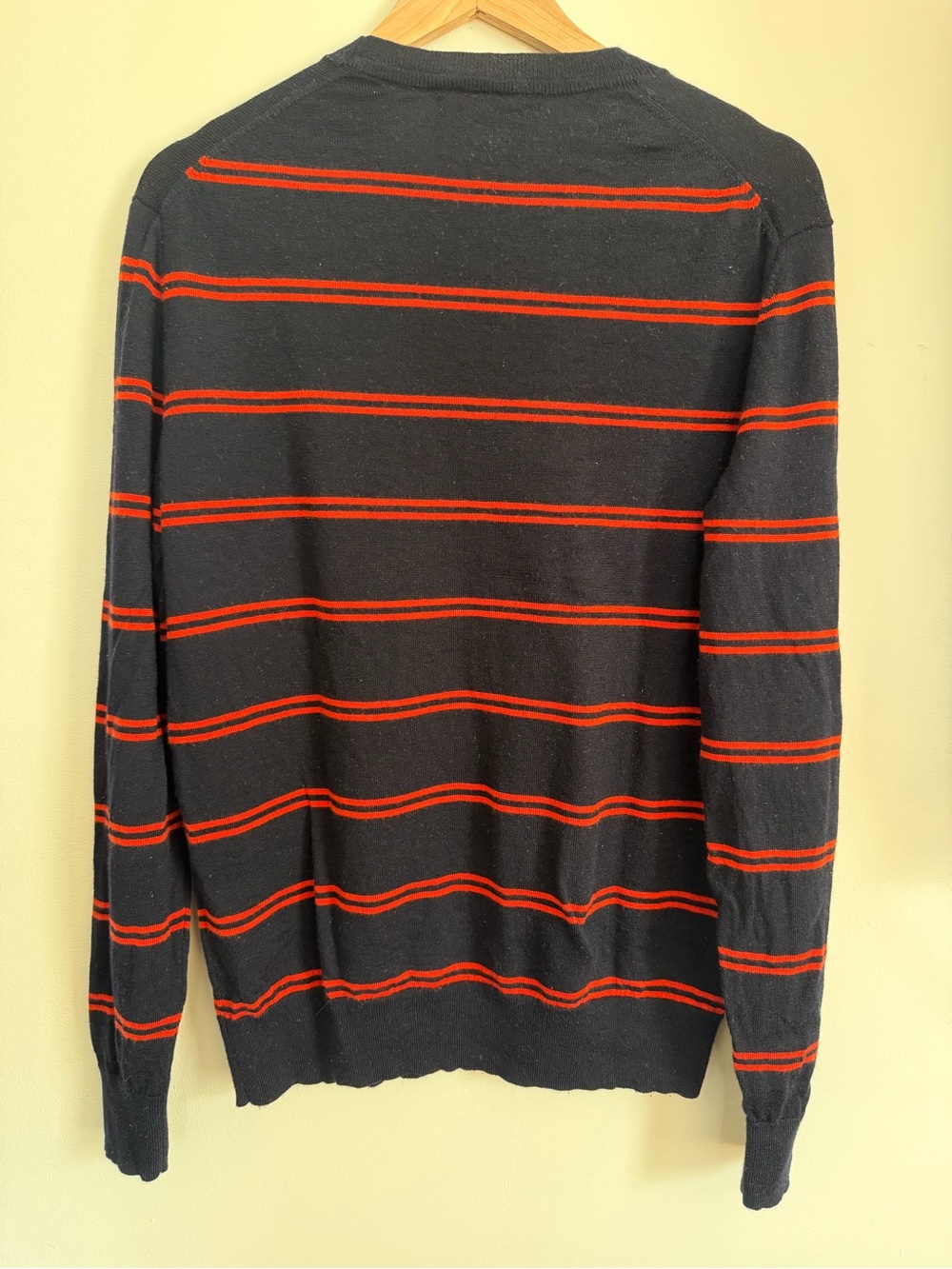 Banana Republic merino wool long sleeve polo shirt striped men’s medium - Picture 3 of 13